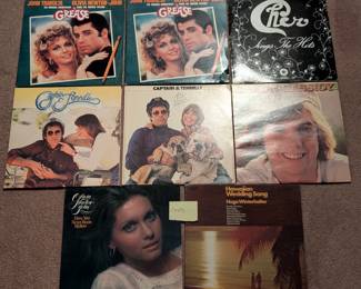 Records, Albums, Vinyl, Grease, CHER, Captain & Tennille, Shaun Cassidy, Olivia Newton John cover only.