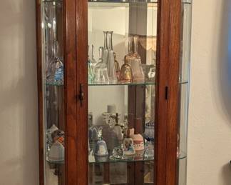 Lighted Curio Cabinet, Glass Bells