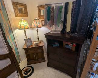 Drexel Chest, lamps, scarves, ties, mirrors