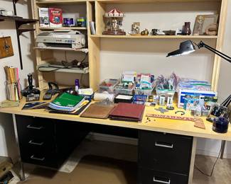 Desk and Hutch, Office Supplies, Ink, etc.
