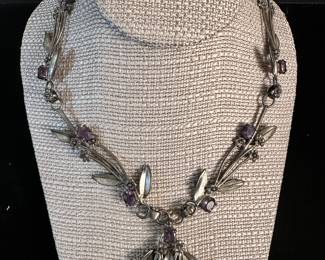 Antique Sterling and Amethyst Necklace