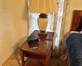 Nightstand, Lamp, Clock