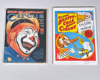 (2pc) Circus Magazines | Including a 1938 Ringling Bros and Barnum & Bailey Circus magazine and a cover from Clyde Beatty-Cole Bros. Circus Magazine and Program [cover only] - h. 12 x w. 9 in (largest overall)


