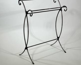 Wrought Iron Towel Rack | Wire work and scroll decoration, towel rack or blanket rack. - h. 35 x w. 28 x d. 14 in


