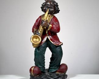 “CONTI” BRONZE CLOWN FIGURE | Signed “Conti” on the base, painted bronze figure. - h. 18 in


