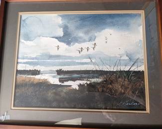 FRAMED AND MATTED DUCK WATERCOLOR SIGNED E.G. BENGERT