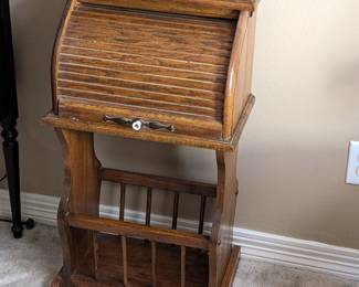 VINTAGE ROLL TOP DESK MAGAZINE STAND