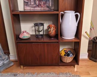 MID CENTURY BOOKSHELF WITH STORAGE COMPARTMENT