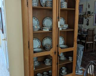 PINE COUNTRY FRENCH 2-DOOR CABINET WITH WIRE DOOR INSERTS
