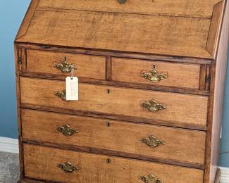 ANTIQUE 5-DRAWER OAK DROP FRONT DESK