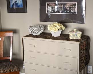 PINE CHEST OF DRAWERS PAINTED BEIGE