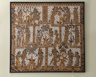 BALINESE HANDPAINTED TEXTILE WALL HANGING