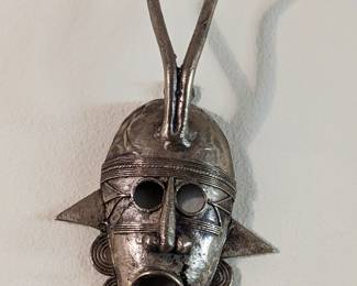 ANTIQUE BRASS AFRICAN MASK