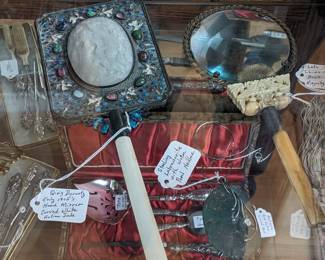 CHINESE ANTIQUE HANDMIRROR AND MAGNIFYING GLASS