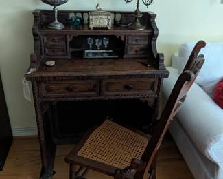 ANTIQUE CANE SEAT DESK CHAIR