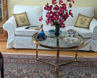 ROUND BRASS & GLASS COFFEE TABLE