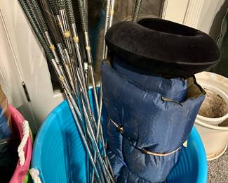 golf clubs, camping gear
