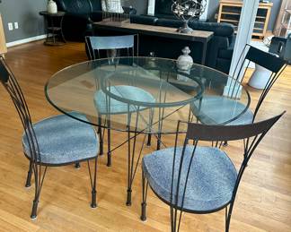 MCM Shaver Howard Style Glass topped table and 4 chairs.