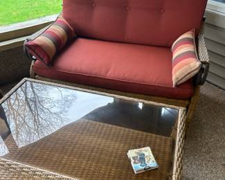 Wicker Settee and Coffee Table