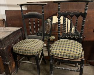 Pair of Victorian Ebonized Mahogany Turned Side Chairs