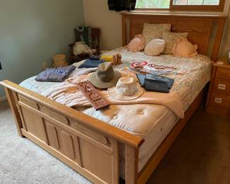 Solid Wood Queen Bed, Queen Mattress and Support