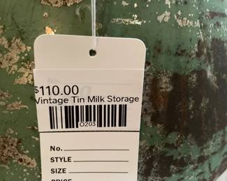 Vintage Tin Milk Storage