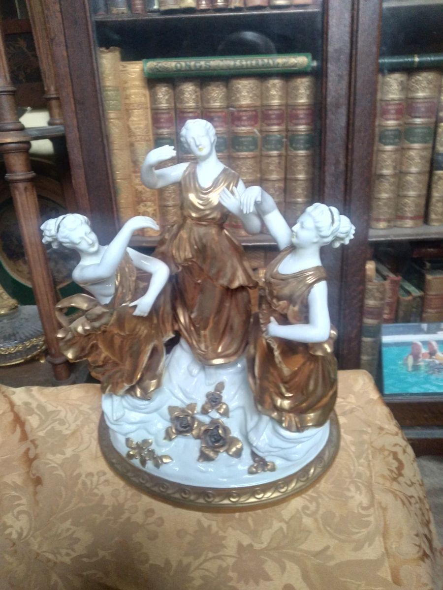 Gilded number capodimonte statue of 3 graces