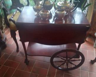 Mahogany ball and claw tea cart