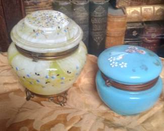 Victorian enameled case glass jars