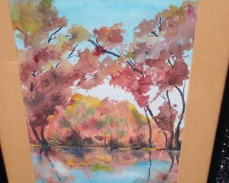 Vintage framed watercolor