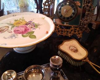 Schuman vanity items antique silver inkwell