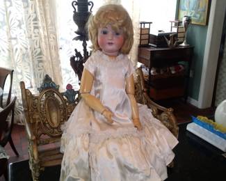 Antique German doll and victiorian heavy cast iron doll bench possibly a salesman sample