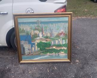 One of a kind oil on canvas that came out of a Rittenhouse square home of a company that moved monuments over the last hundred years. Goerge Young moving company was brought out this was sold in auction to a Rittenhouse square home owner great philadelphia intrest listed artist