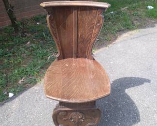 Antique figural carved oak chair