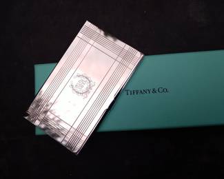Tiffany silverplate card case w box