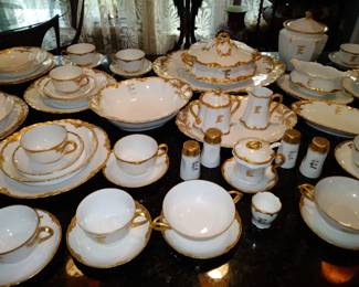 Huge gilded Bavaria white and gold dinerware service