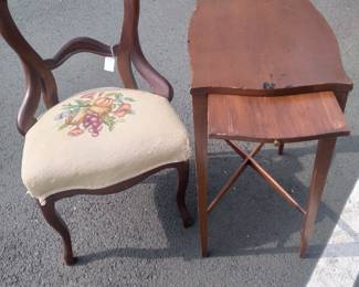 Vict Needle piont chair and many side tables