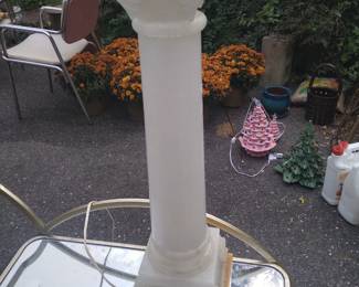 Large carved italian marble or alabaster lamp gilded florentine base