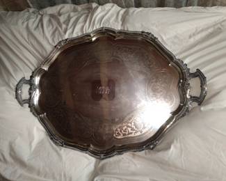Large quardrupple plate handled waiter tray massive+++++