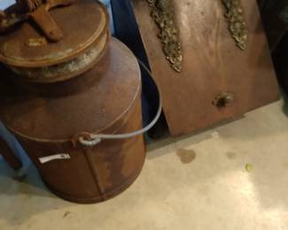 Antique coal shuttle w ladies faces on hinges