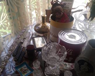 Cambells soup doll and container silver limoges ant bevelled vanity mirror ironstoneware grand tour and eapg punch bowl and cups