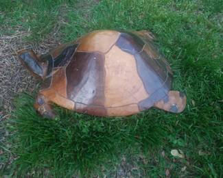 Huge hand carved wood turtle