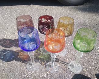Vintage bohemian glass stemware