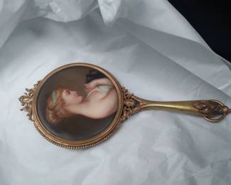 Kpm antique hand painted porcalian mirror
