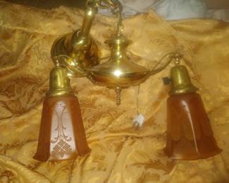 Antique art deco hanging light great shades