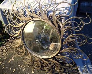 Quality mid century modern iron metal bevelled mirror