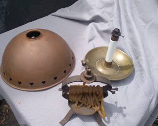 Arts and crafts copper oil lamp shade ant wrought iron wax jack brass oil lamp
