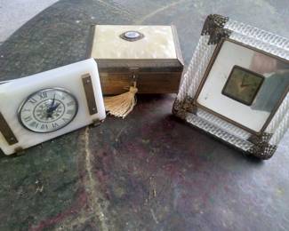 Great vintage 50s clocks jewelry boxes