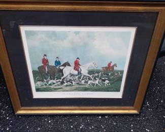 Large vintage framed hunt scene