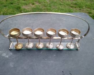 Silverplate art deco cordial handled rack
